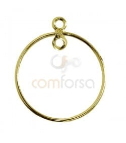 Entremeio argola circular 25 mm prata banhada a ouro