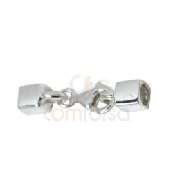 Fecho mosquetão 7 x 7 mm com terminal quadrado 6 mm (int) prata 925