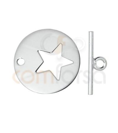 Fecho estrela e barra 20mm prata 925