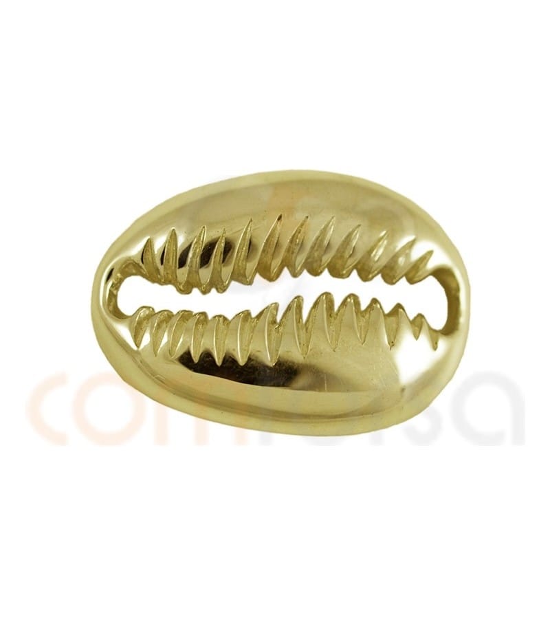 Entremeio concha 17 x 12 mm prata 925 chapada ouro