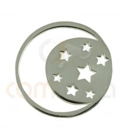 Pingente lua e estrela  20mm prata 925