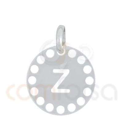 Pingente letra Z com círculos cortados 14 mm de prata 925