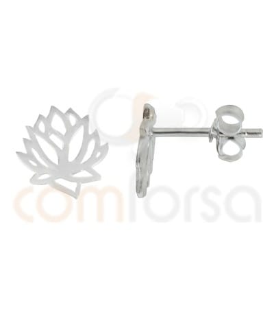 Brincos flor de lótus  9 x 8.5 mm prata 925ml banhada a ouro