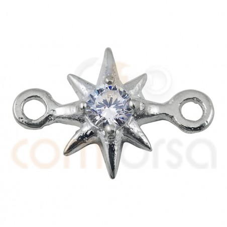 Entremeio estrela polar zirconia 7,5 mm de prata 925