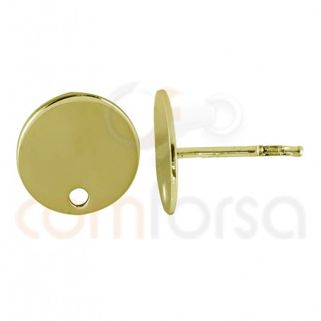 Brinco circular 8 mm com broca em prata 925 banhada a ouro