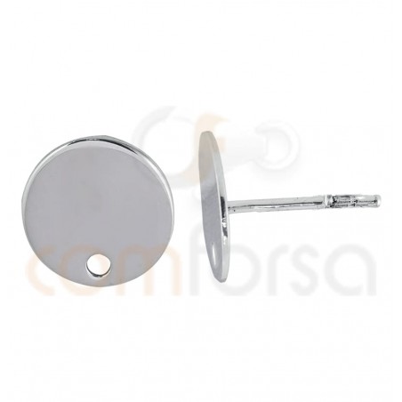 Brinco circular 10 mm com broca prata 925 banhado a ouro