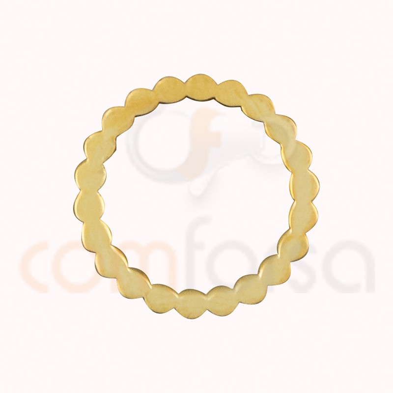 Entremeio circulo ondas 15 mm prata 925 chapada ouro