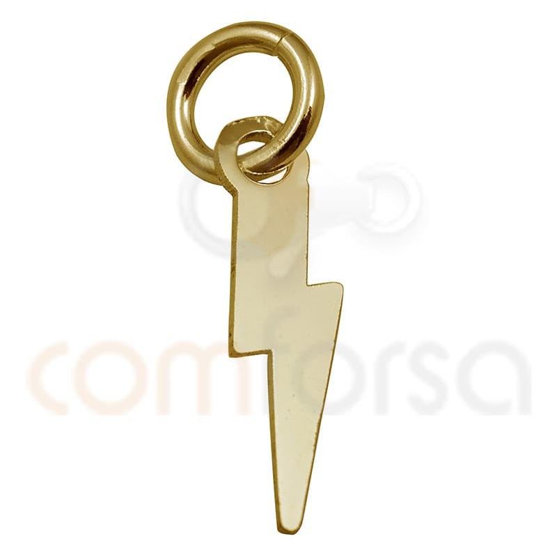 Pingente de relâmpago 3 x 10 mm prata banhada a ouro