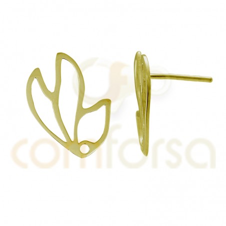 Componente brinco flor trabalhada 18 x 23 mm prata 925 banhada a ouro