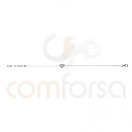 Pulseira ornamento passado coração de 17+3 cm em prata banhada a ouro