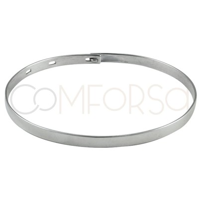 Bracelete ajustável oval liso prata 925