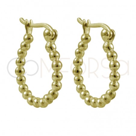 Brinco argola 18 mm com pérolas de 2,5 mm prata 925 banhada a ouro