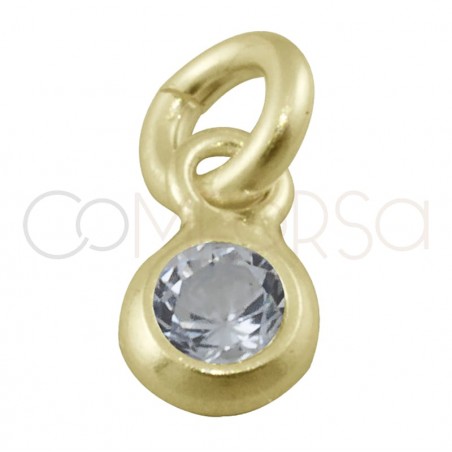 Mini pingente com zircônia 3 mm prata 925 banhada a ouro