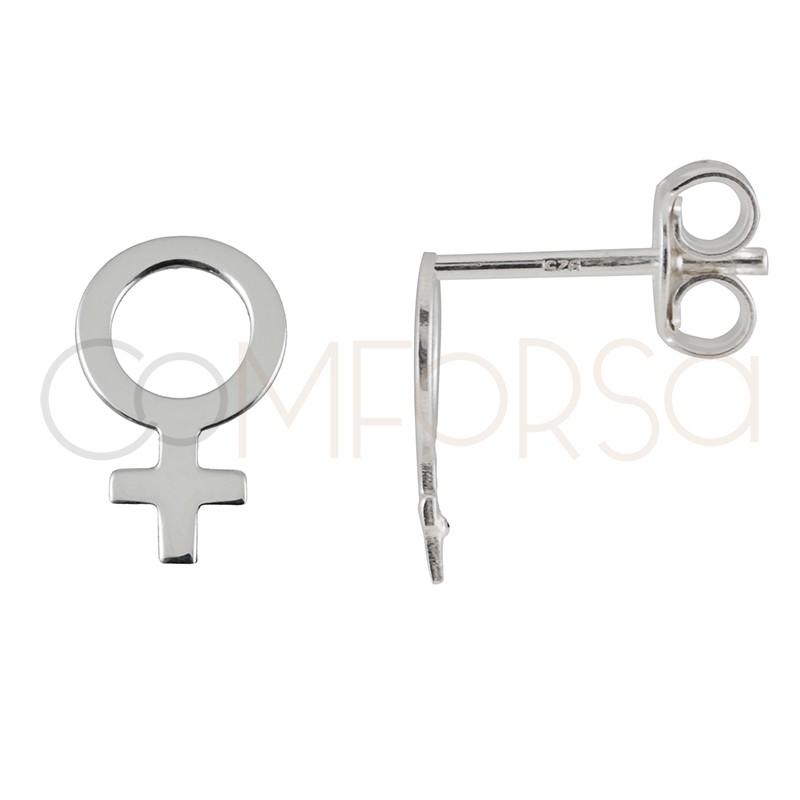 Brinco símbolo femenino 7 x 11mm prata 925