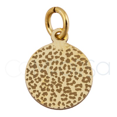 Pingente leopardo 10 mm prata 925 banhada a ouro