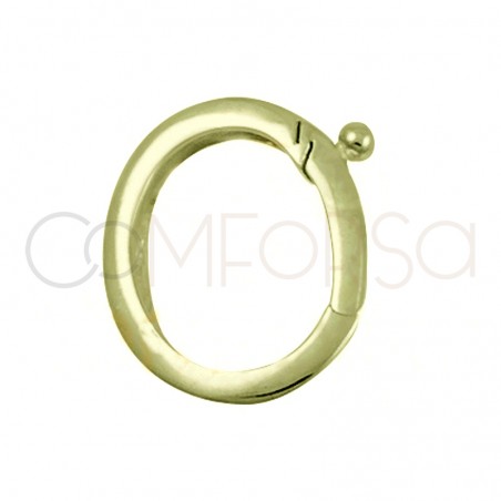 Fecho com clip 13 mm prata 925 banhada a ouro