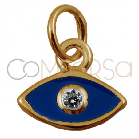 Pingente olho esmalte azul-marinho e zircônia 7.9 x 7mm prata 925