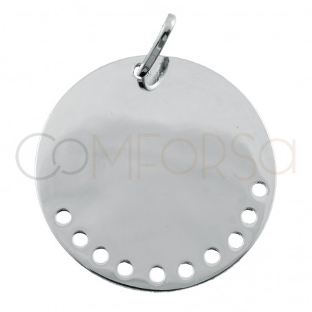 chapa 20mm con taladros plata 925