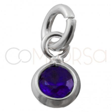 Mini pingente com zircônia "Tanzanite" 3mm prata 925 banhada a ouro