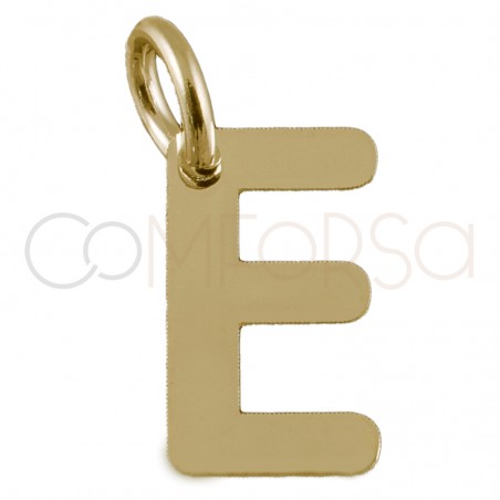 Pingente letra E 4.7 x 8 mm prata 925 banhada a ouro