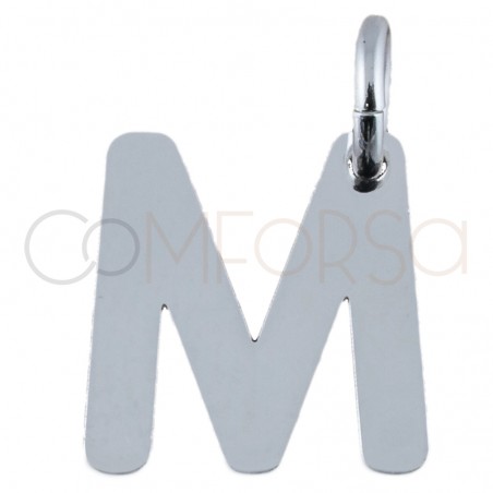 Pingente letra M 7.6 x 8 mm prata 925