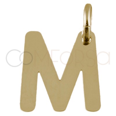 Pingente letra M 7.6 x 8 mm prata banhada a ouro