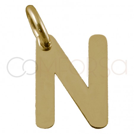 Pingente letra N 5.8 x 8 mm prata 925