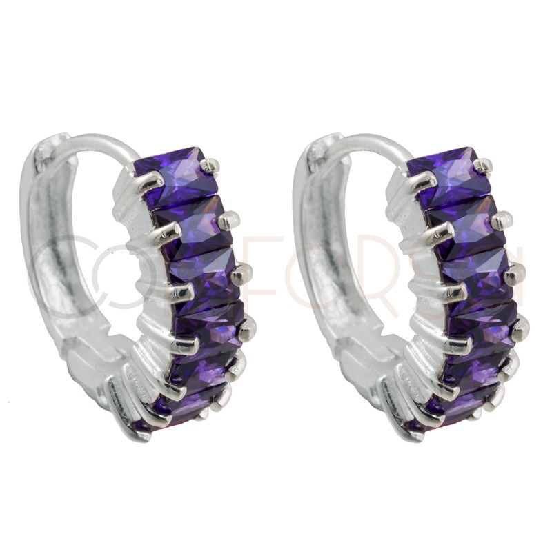 Brinco zirconia Tanzanite 14mm prata 925