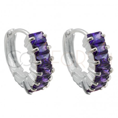 Brinco zirconia Tanzanite 14mm prata 925