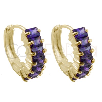 Brinco zirconia Tanzanite 14mm prata 925