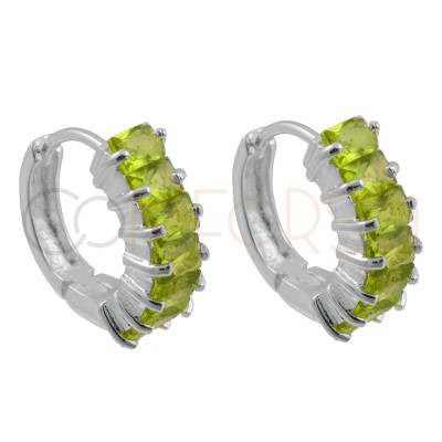 Brinco zirconia verde peridoto 14mm prata 925 banhada a ouro