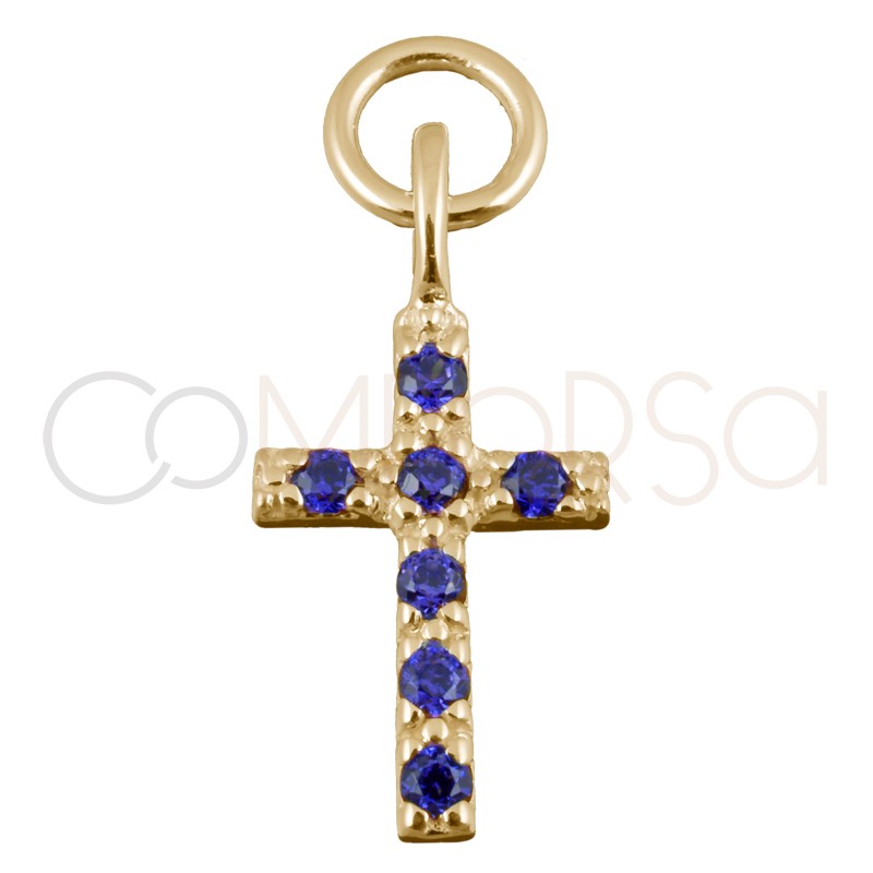 Pingente cruz ametista 8 x 12 mm prata 925 banhada a ouro