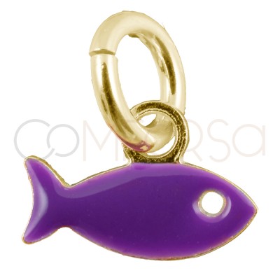 Pingente mini peixe púrpura 8x5mm prata 925