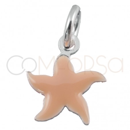 Pingente mini estrela do mar rosa 8x8mm prata 925