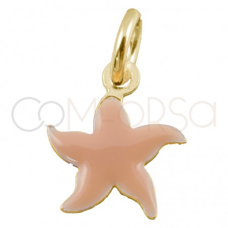 Pingente mini estrela do mar rosa 8x8mm prata 925