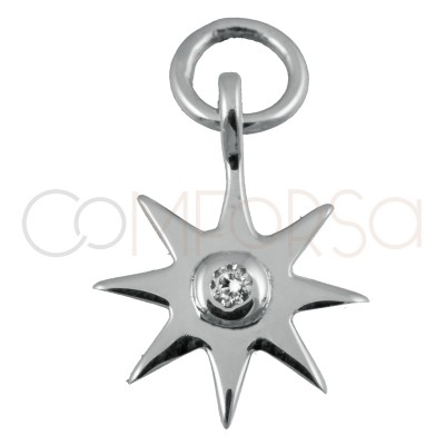 Pingente estrela com zirconia cristal 10mm prata 925