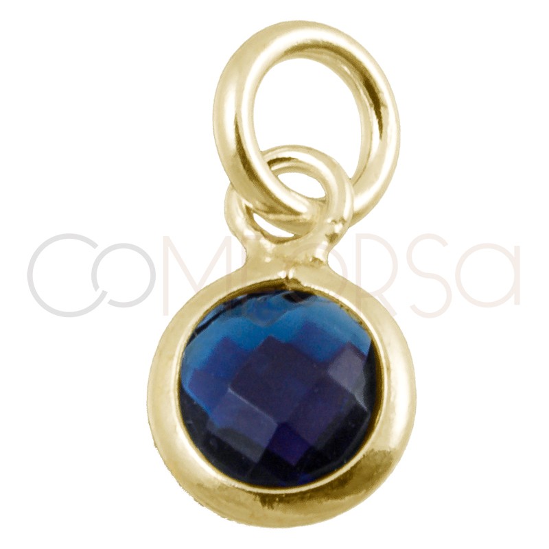 Pingente mini zirconia tanzanite 4.5mm prata 925 banhada a ouro