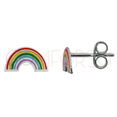 Brinco mini arco-íris 9 x 5 mm prata 925