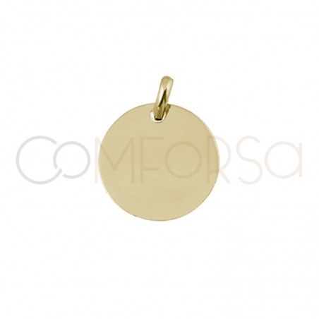 Medalha 11 mm com argola em prata banhada a ouro + Grabacão
