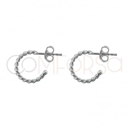 Brincos argola fio retorcido 12mm prata 925