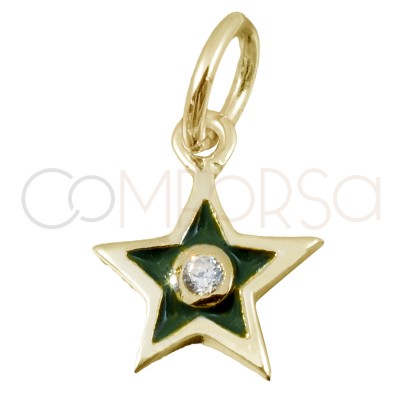 Pingente estrela verde e zircónio 8 x 10mm prata 925