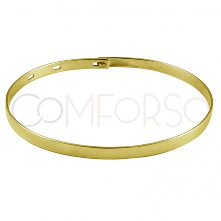 Bracelete ajustável oval liso em prata 925 banhada a ouro