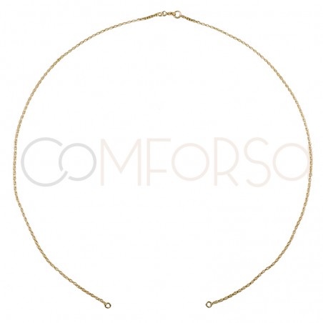 Corrente com argola 40 cm prata banhada a ouro