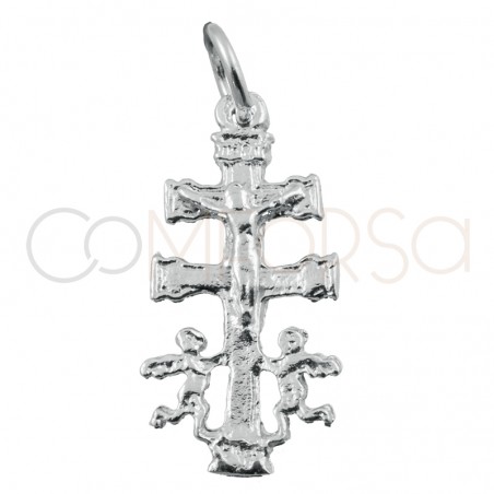 Cruz de Caravaca grande 11 x 22mm prata 925 banhada a ouro