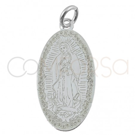 Medalha Virgem de Guadalupe 11 x 22mm prata 925