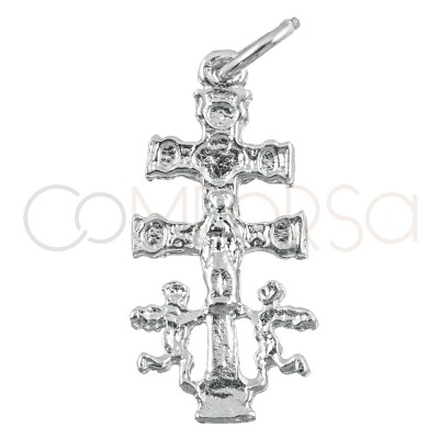 Cruz de Caravaca grande 11 x 22mm prata 925 banhada a ouro