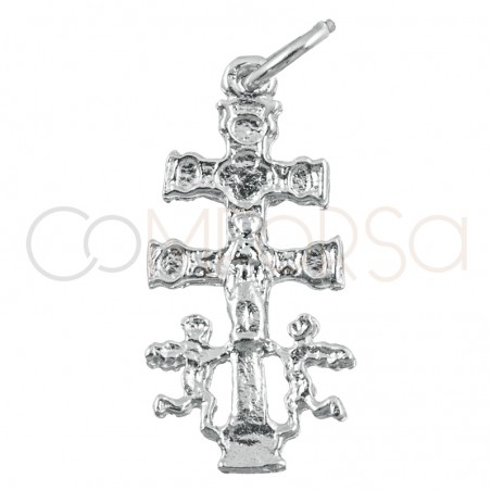 Cruz de Caravaca grande 11 x 22mm prata 925 banhada a ouro