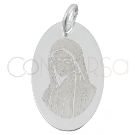 Gravura + Pingente Nossa Senhora de Lourdes 11 x 18mm prata 925