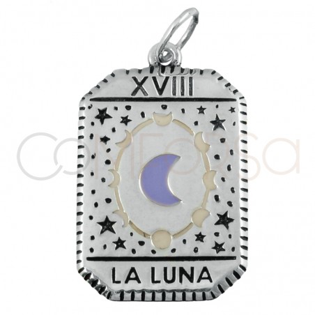 Pingente tarot La Luna 14x20mm prata 925 banhada a ouro