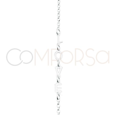 Pulseira Love 17 + 3cm de extensão prata 925 banhada a ouro